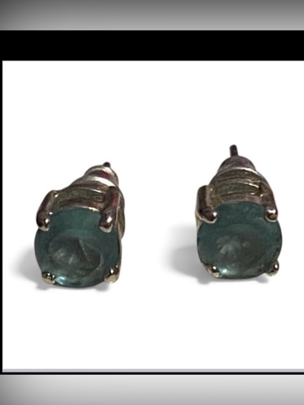 Blue Silver Stud Pierced Earrings #7641